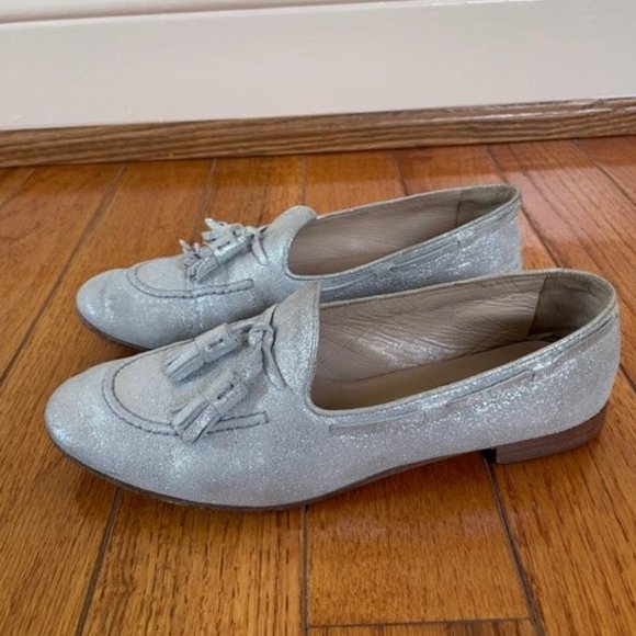 Fratelli Rossetti Silver Leather Tassel Loafer - Size 37.5 IT (7.5 US) Women's - Picture 5 of 7
